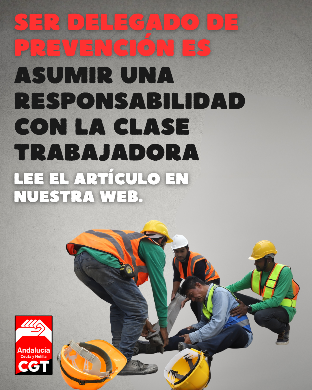 Delegados de prevención atendiendo a una persona trabajadora accidentada