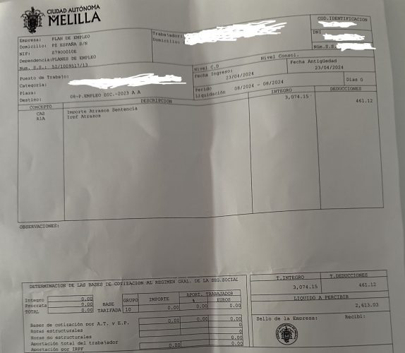 Ejemplo nómina de atrasos por sentencia planes empleo 2024 que corrobora lo
Manifestado en la nota